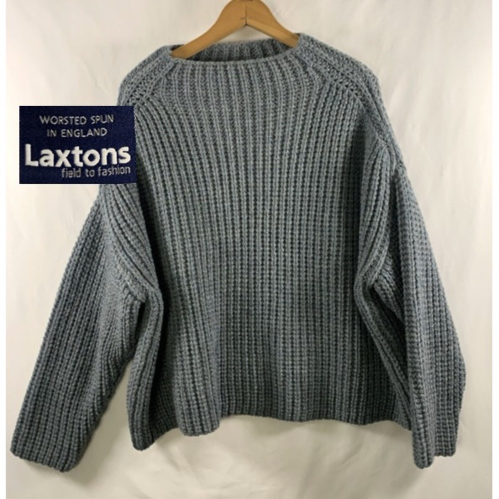 Laxtons Womens Chunky Fisherman British Wool Sweater OS Oversized Boxy England